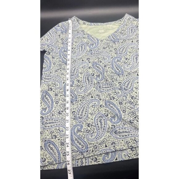 J. Jill Simply Supima Side-Slit Tunic Green Blue Paisley Design Sz M Casual - Picture 7 of 7